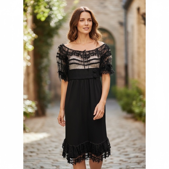 Colette Dinnigan Authentic Lace Black Dress Size XS Garment Made in Australia - Picture 1 of 15